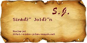 Sinkó Jolán névjegykártya