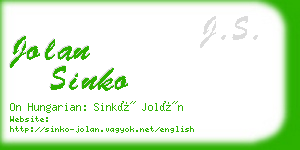 jolan sinko business card